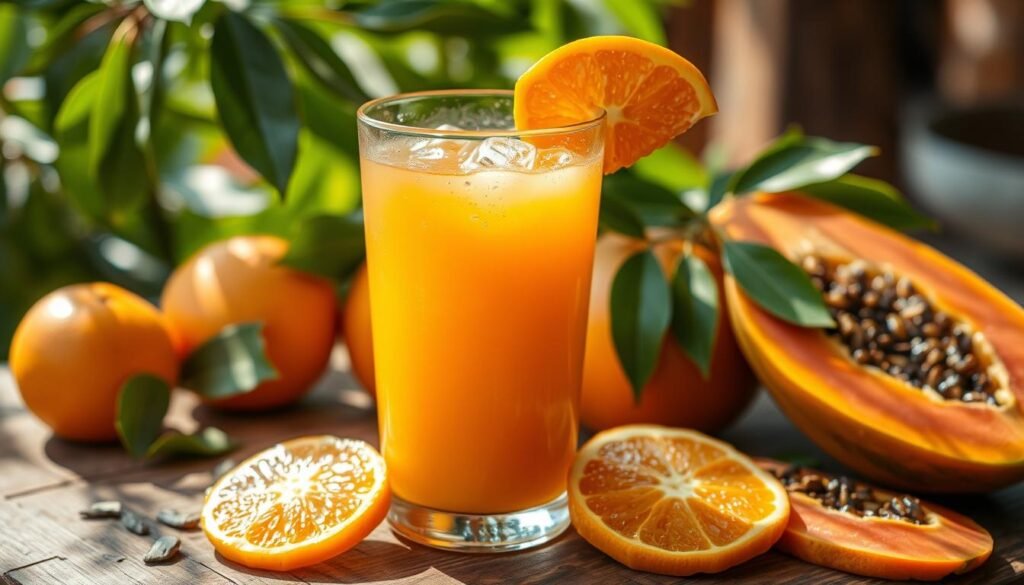 Jugo de mandarina y papaya