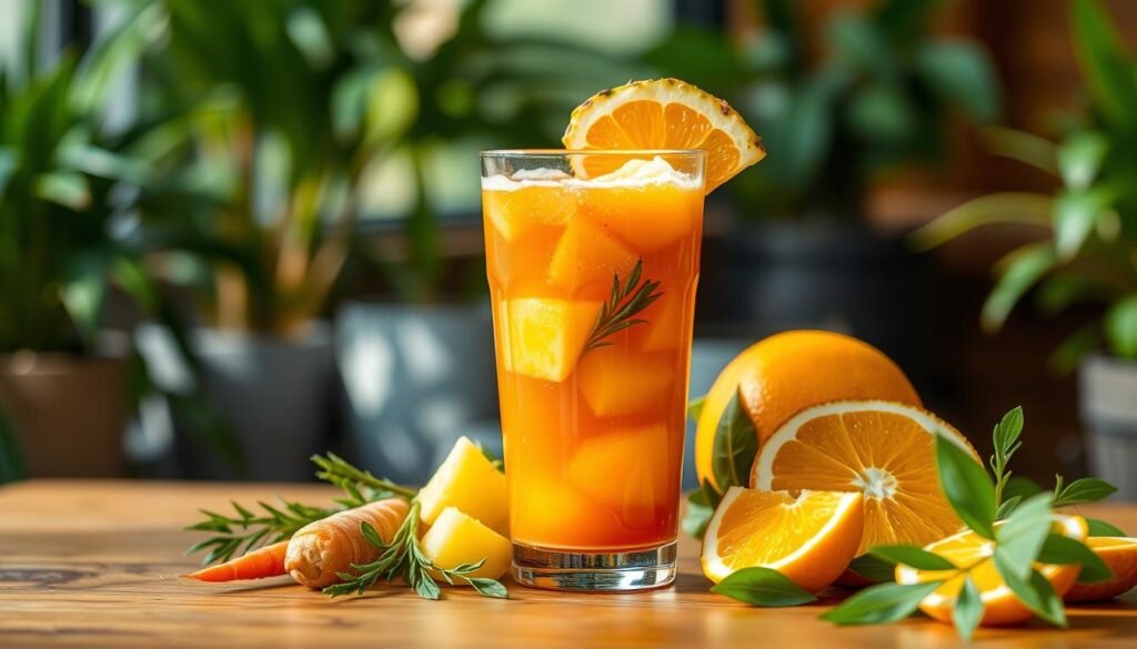 Jugo de zanahoria, piña y naranja