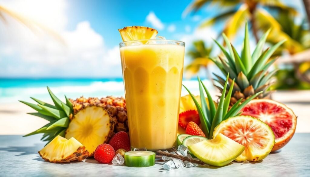 Smoothie tropical de aloe vera y piña