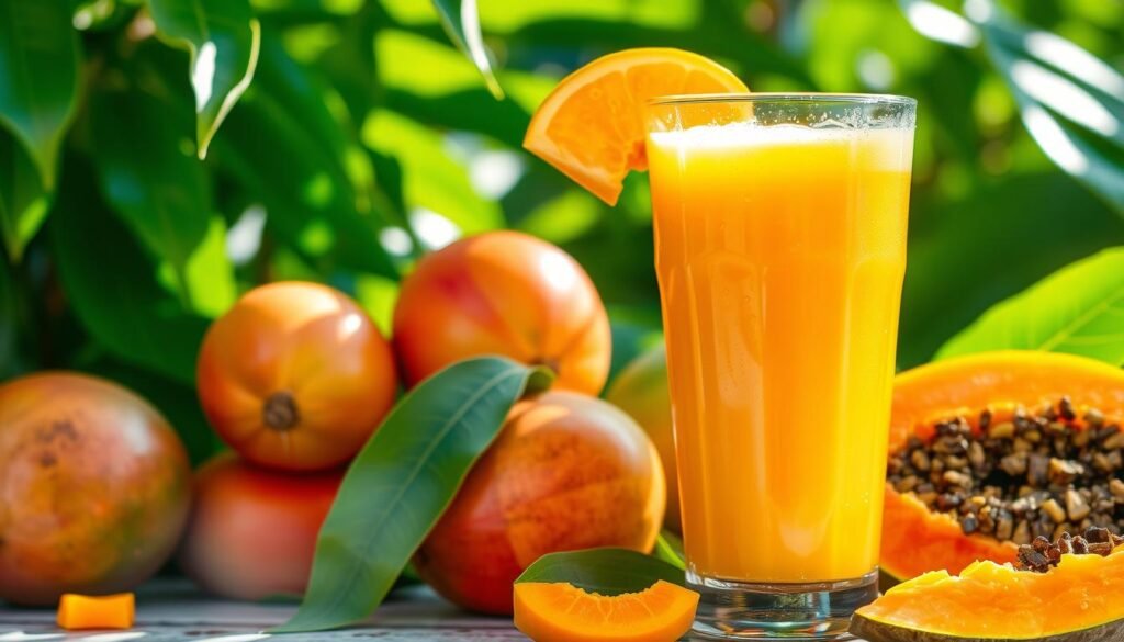 jugo de mango y papaya