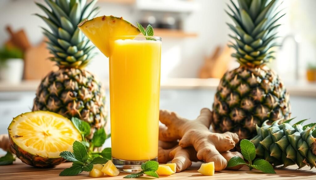 jugo de piña y jengibre