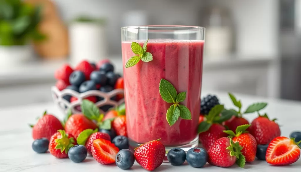 Batido proteico de frutos rojos