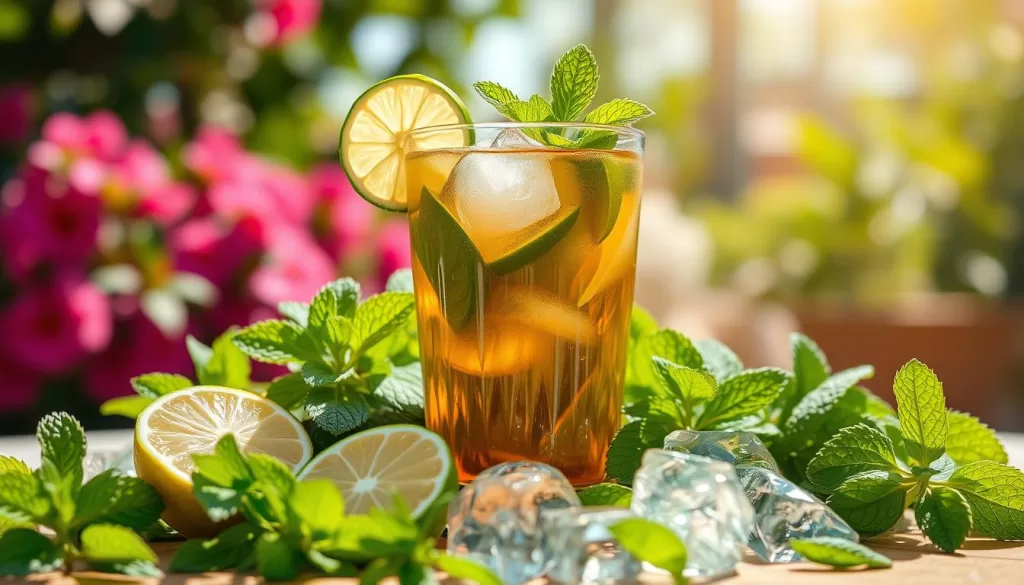 Hierbabuena y bebidas refrescantes