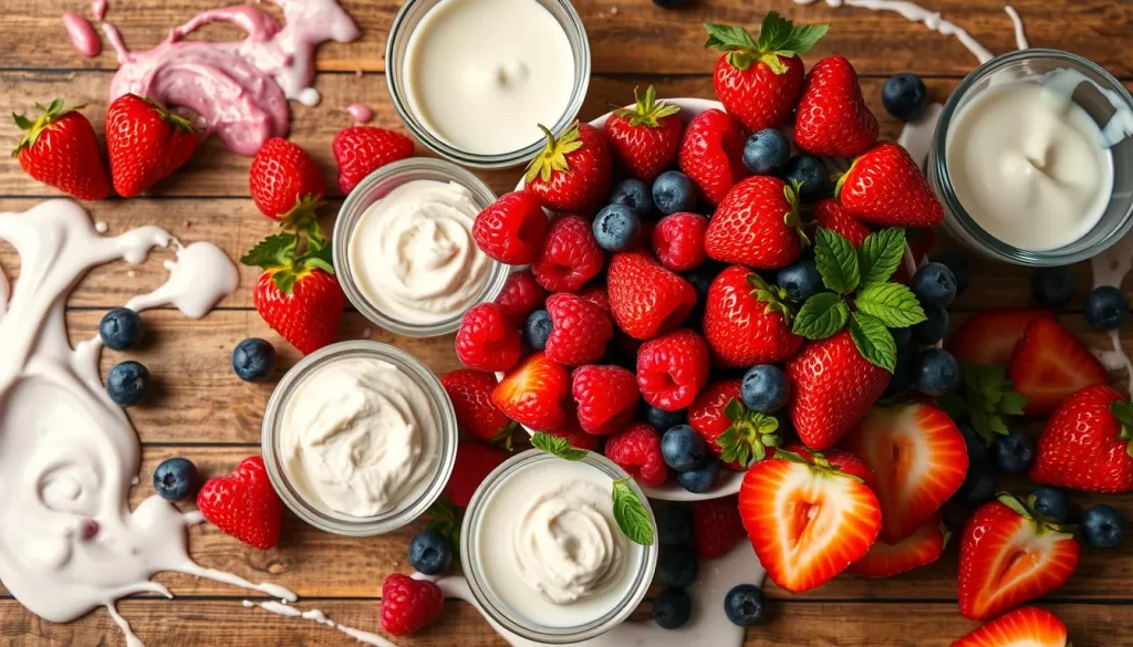 Ingredientes de helado de frutos rojos