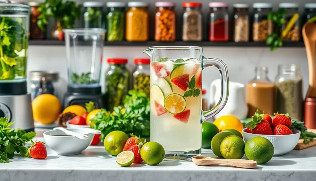 Ingredientes y utensilios para aguas frescas