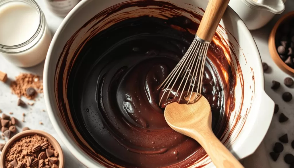 Mixing Vegan Chocolate Brownies