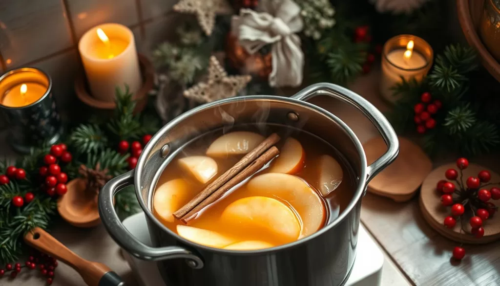 Preparación de bebida de manzana y canela