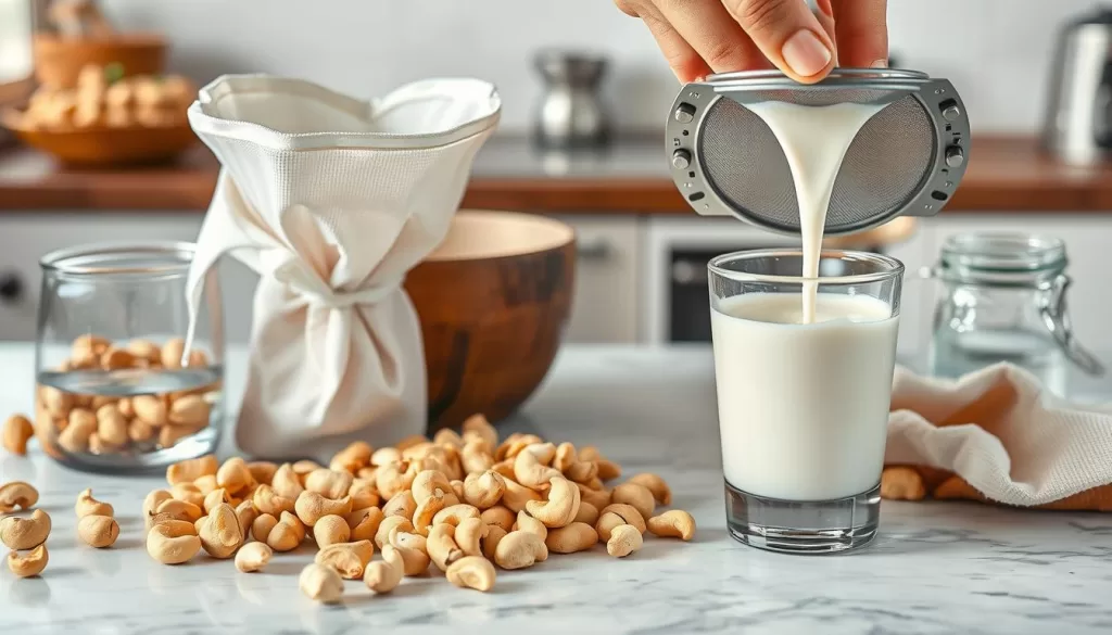 Técnicas de filtrado para leche de anacardos