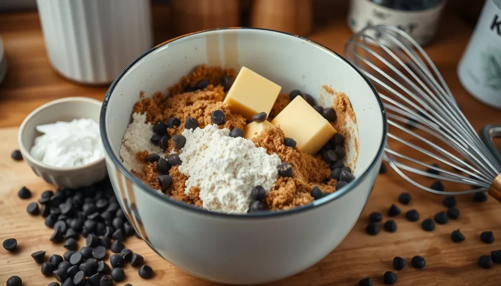 Vegan Chocolate Chip Cookie Mixing Process