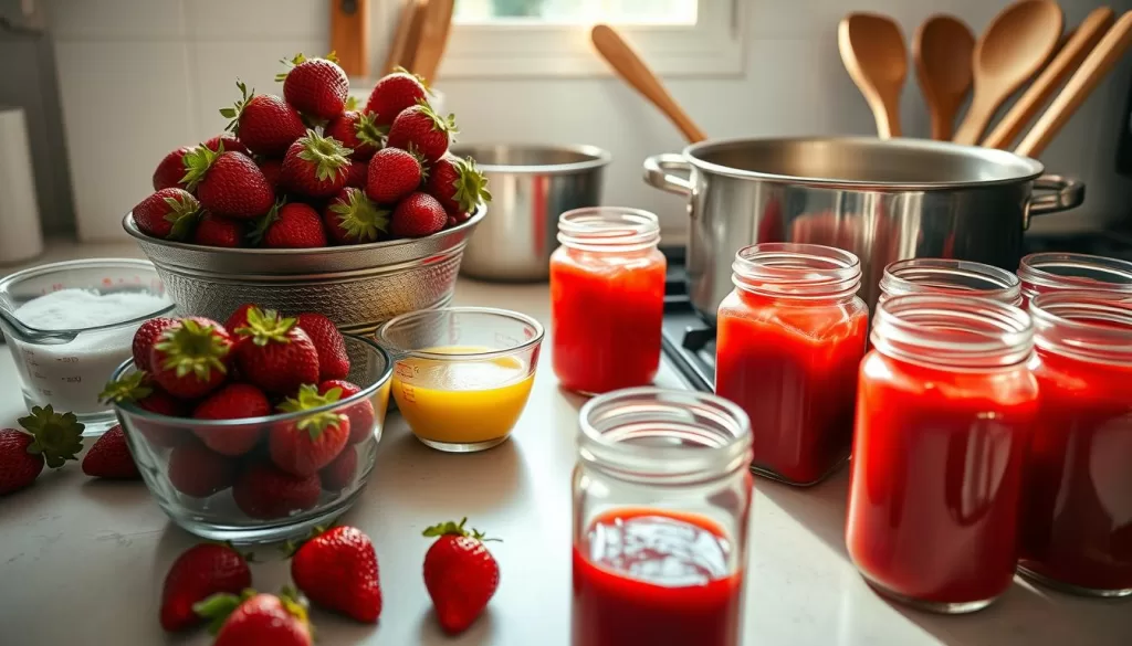 homemade strawberry jam preparation