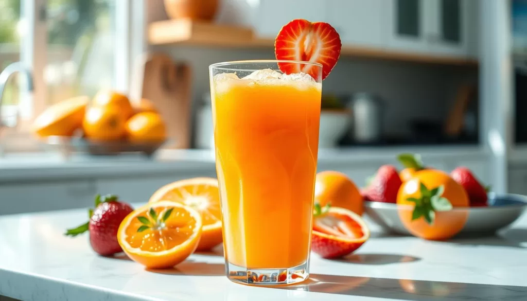 jugo de naranja y fresa