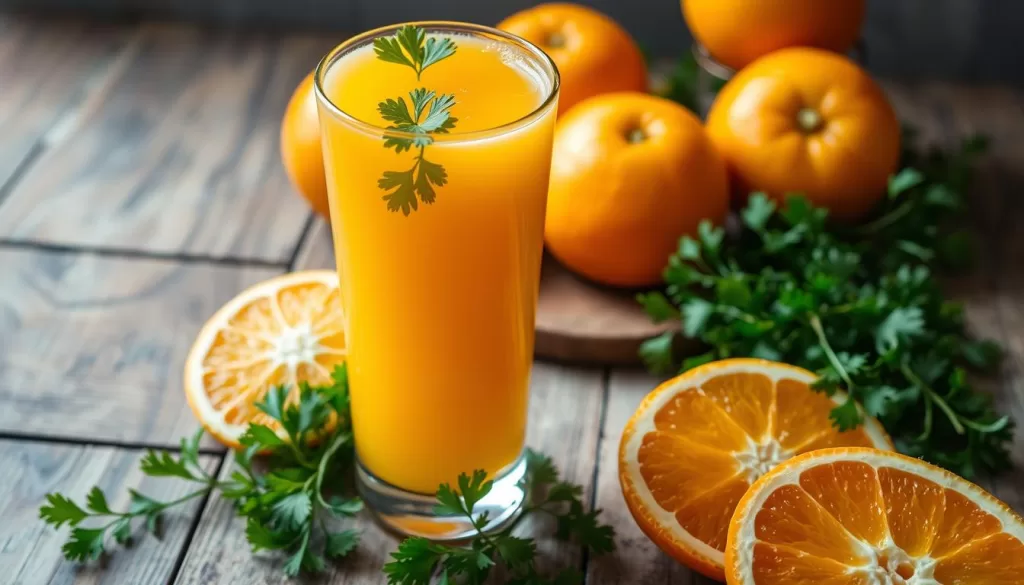 jugo de naranja y perejil