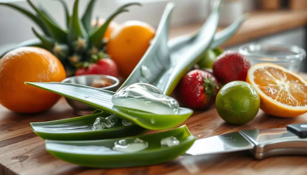 preparación del gel de aloe vera