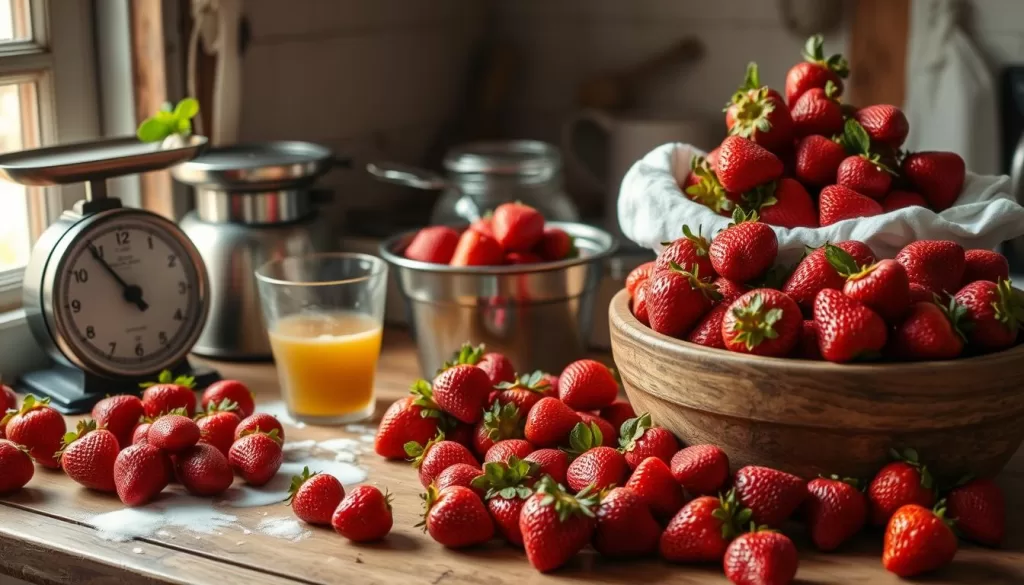 strawberry jam making