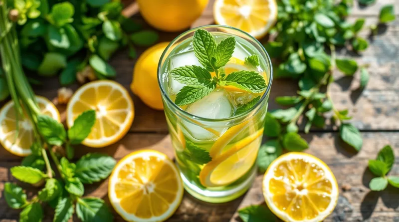 Agua de Hierbabuena y Limón