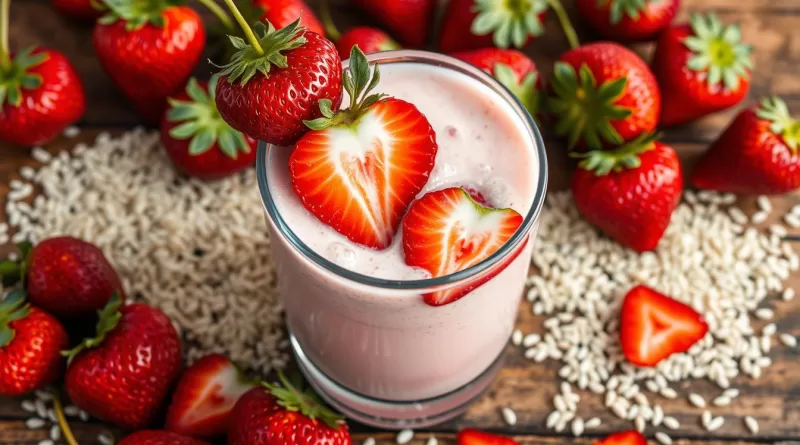 Agua de Horchata con Fresa