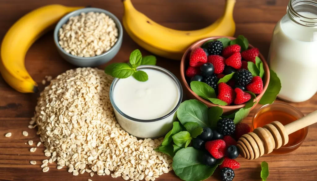 Ingredientes para smoothies de avena