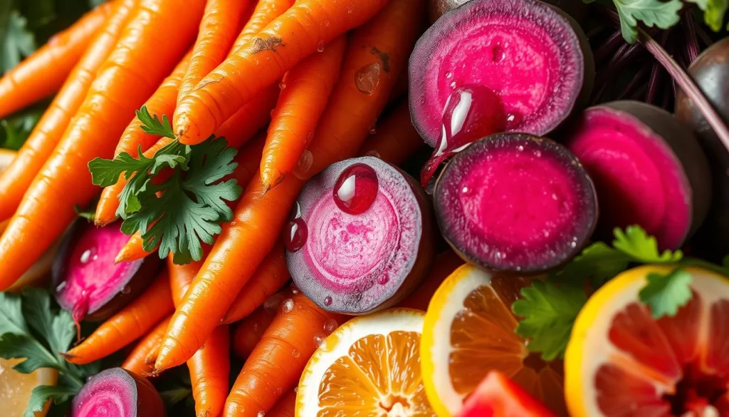 Jugos con zanahorias y remolachas