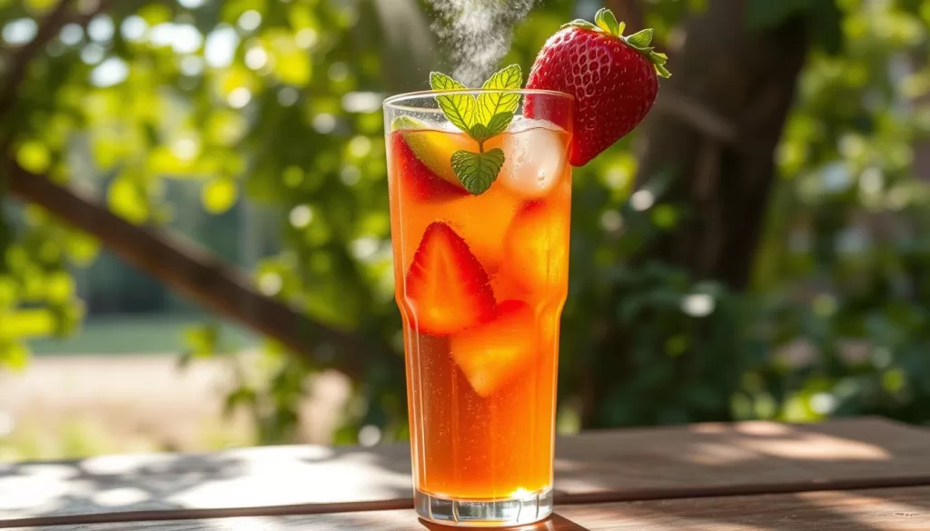 Té frío de fresa