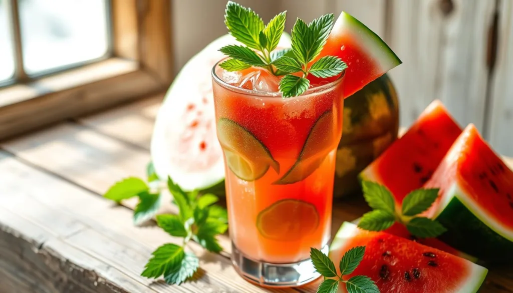 agua de sandía con yerbabuena