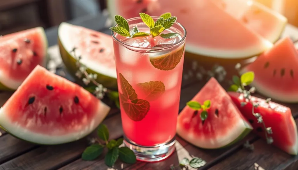 agua de sandía con yerbabuena