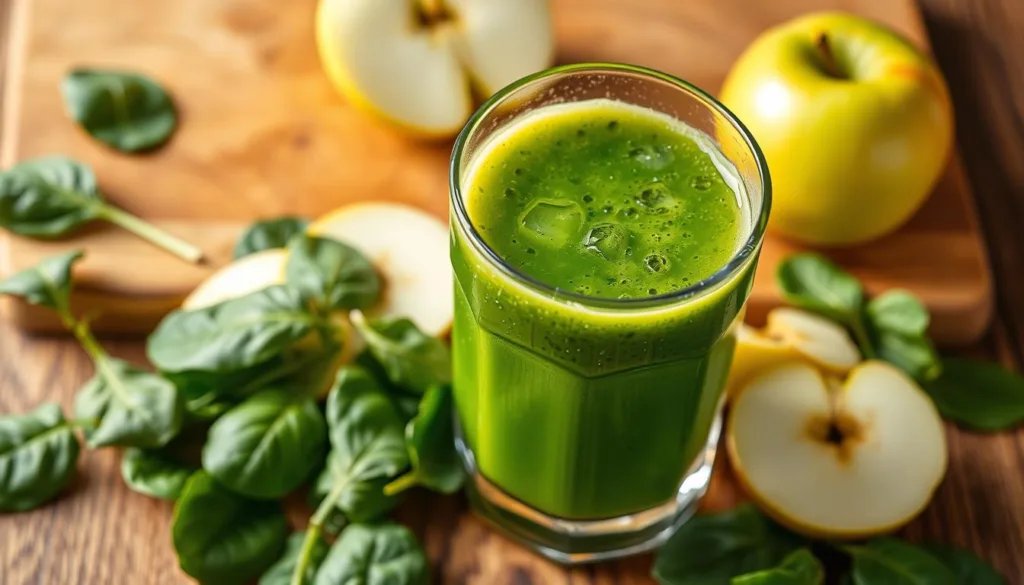 jugo de espinaca y manzana verde