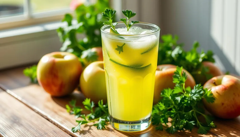 jugo de manzana y perejil