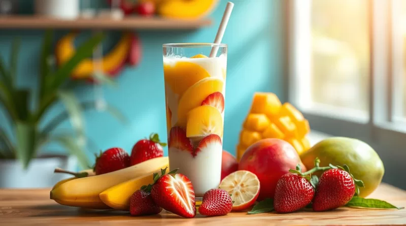 licuado de frutas con leche