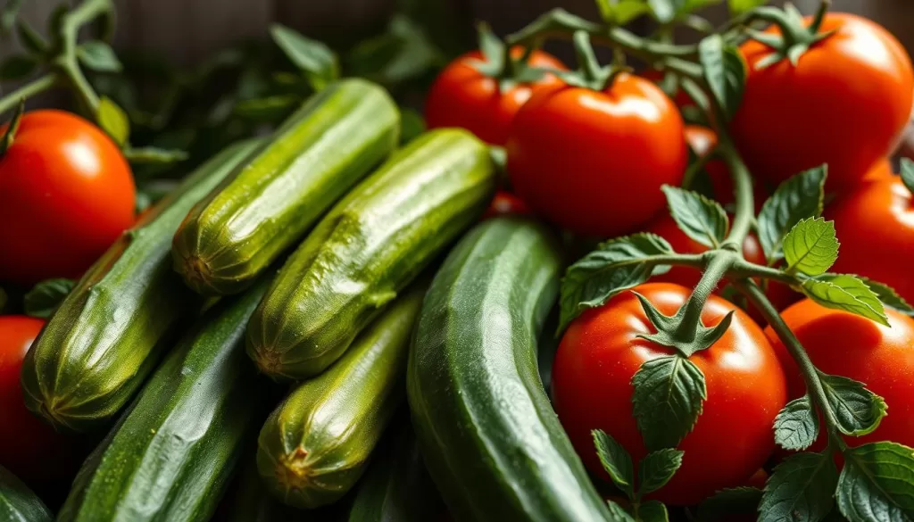 pepinos y tomates