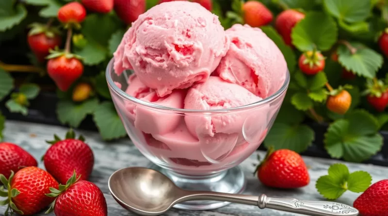 strawberries ice cream